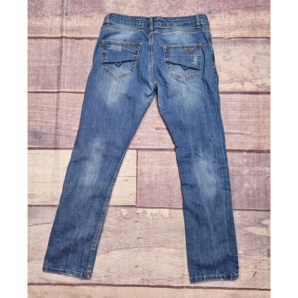 Diesel Jeans Straight Leg Women Size 30R Blue Denim Distressed - Picture 5 of 6